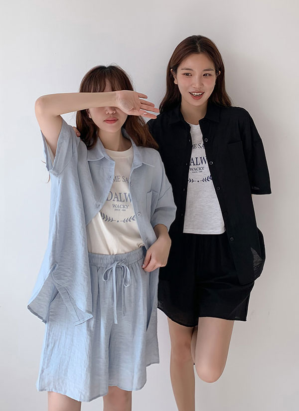 PRADA◇コットンテリー シャツ & ショートパンツ セットアップ