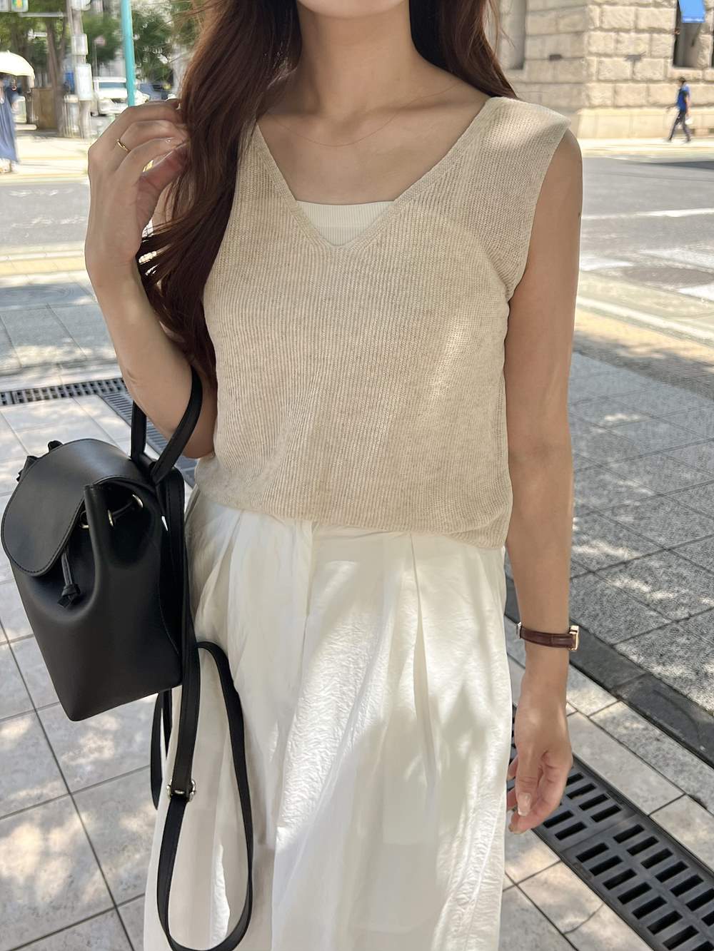 美品⭐️セオリー ノースリーブベスト サマーニット リネン混 V