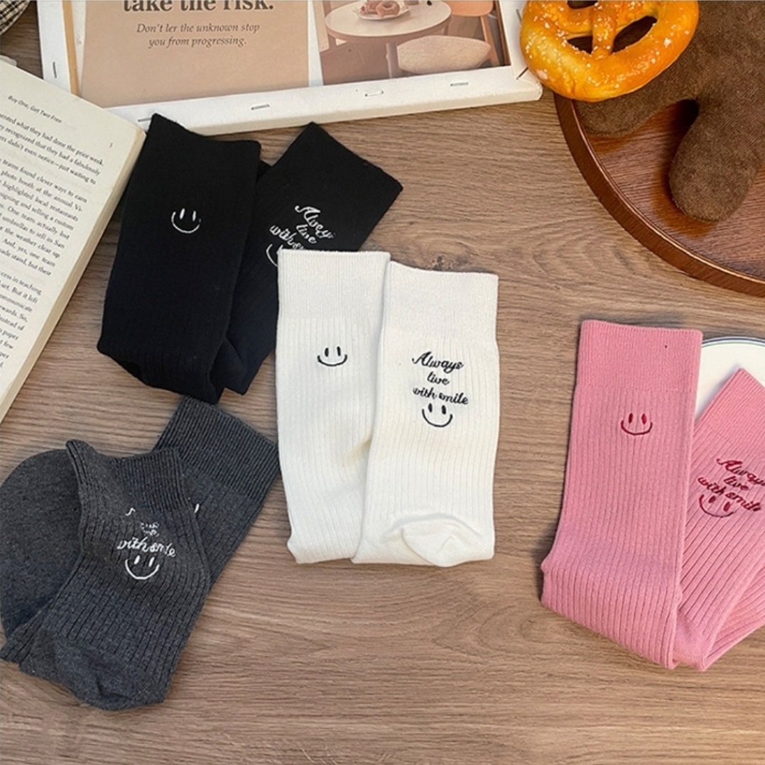スマイルレタリング刺繍リブソックス | 詳細画像2
