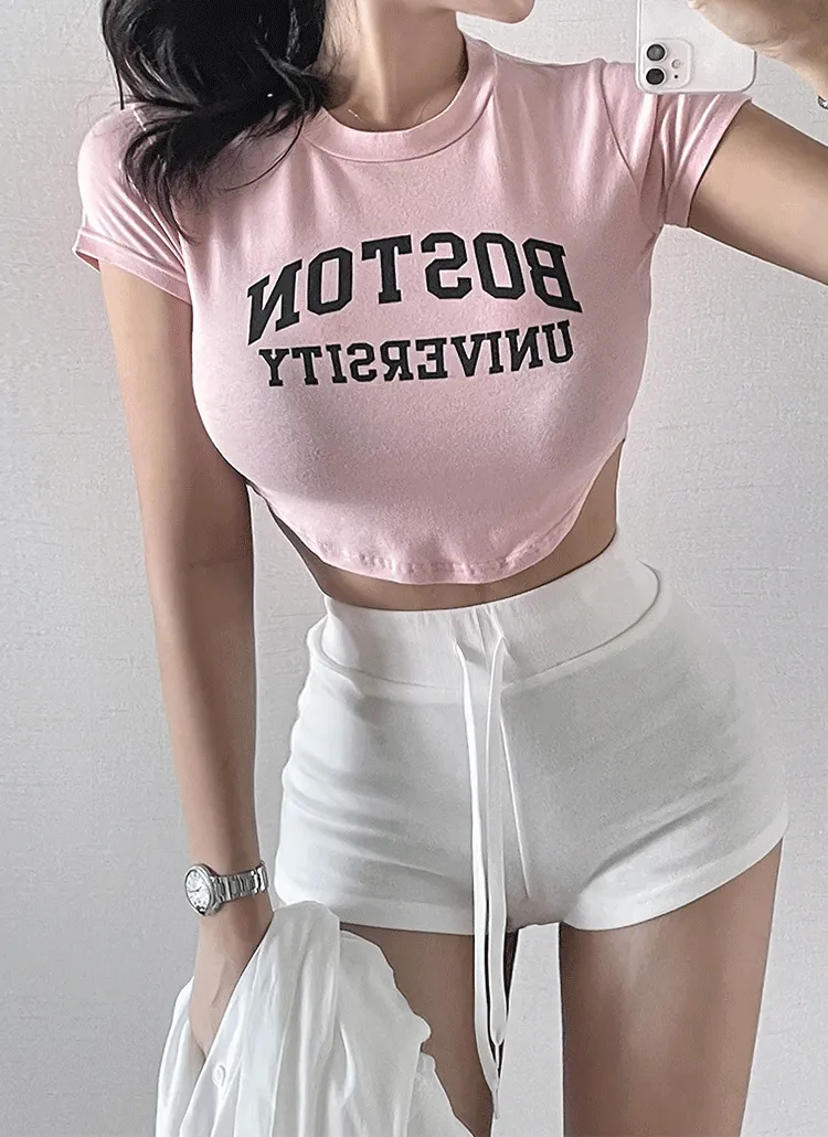 BOSTONクロップド半袖Tシャツ | lovemuse | 詳細画像1