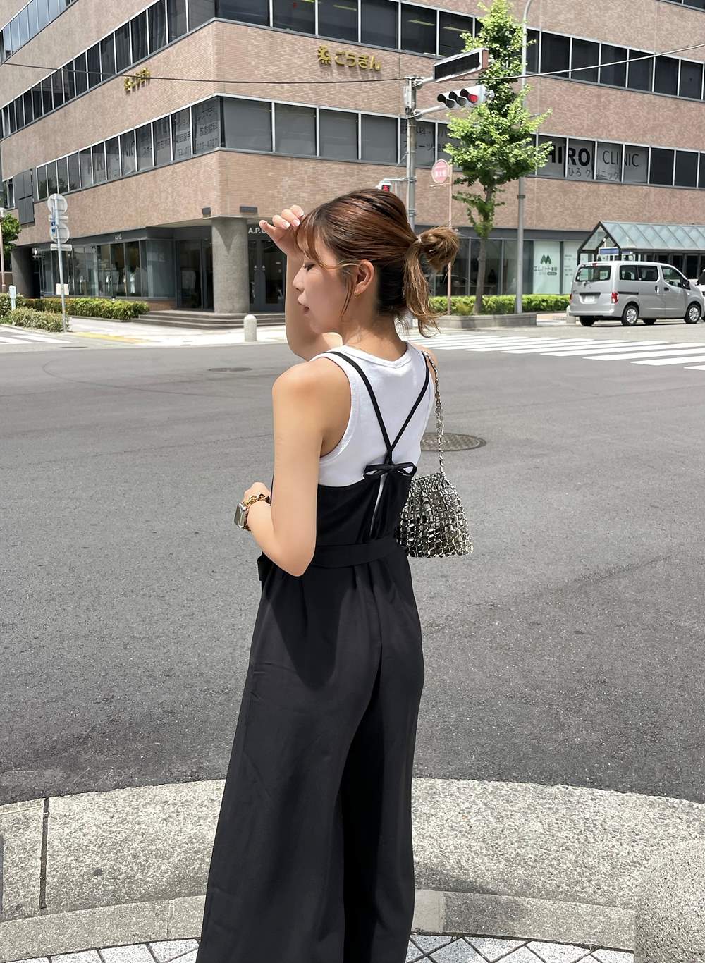 ストラップ付バックリボンオールインワン | レディースファッション
