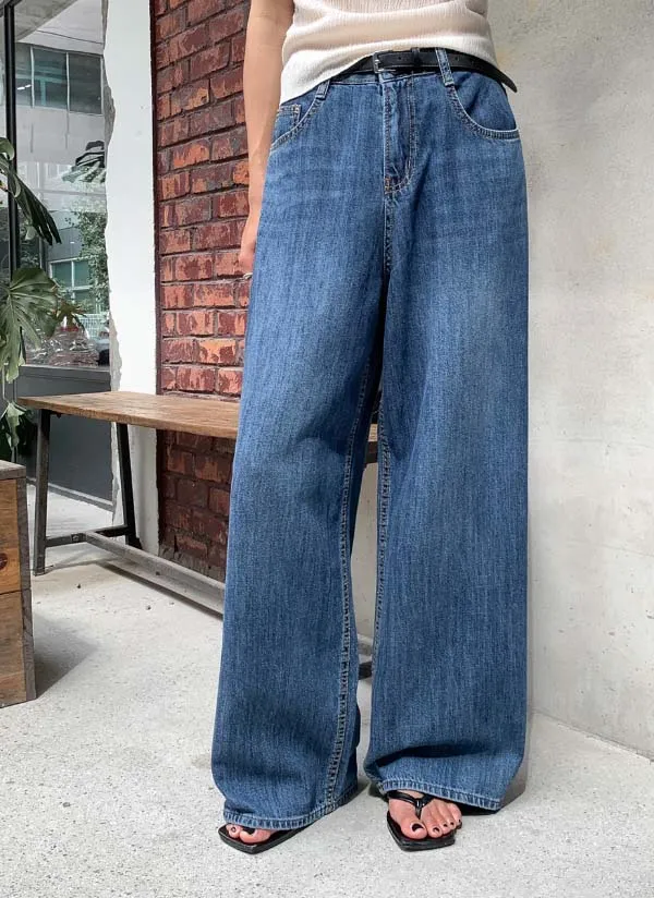 ディープブルーワイドデニムパンツ | crushj | 詳細画像1