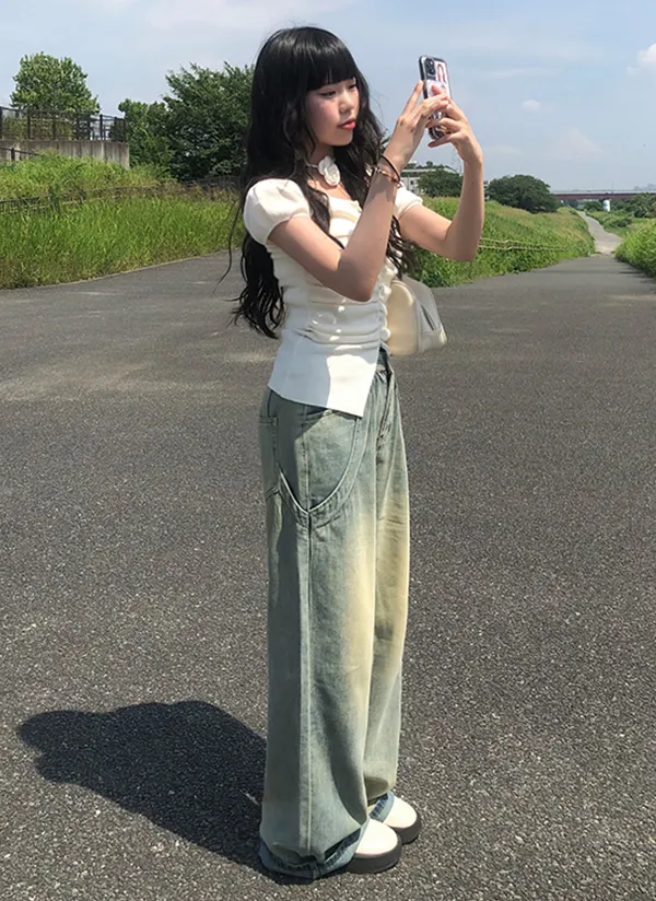 ポケットラインウォッシュルーズデニムパンツ | anyonemore | 詳細画像1