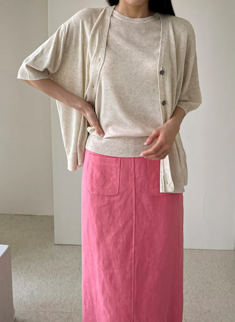 リネン混ニットノースリーブ&7分袖カーディガンSET | urbanfranc | 詳細画像1