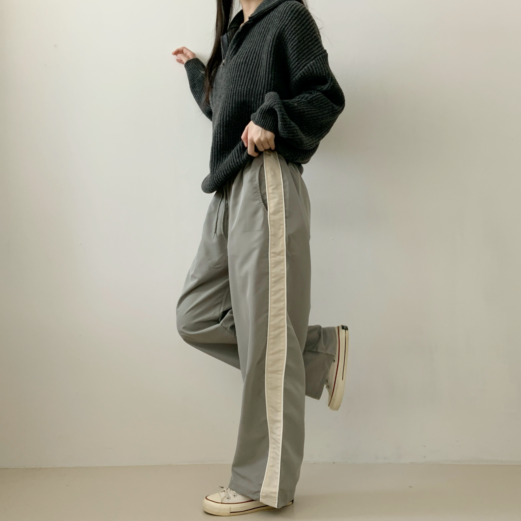 ドロストパイピングトラックワイドパンツ | 詳細画像1