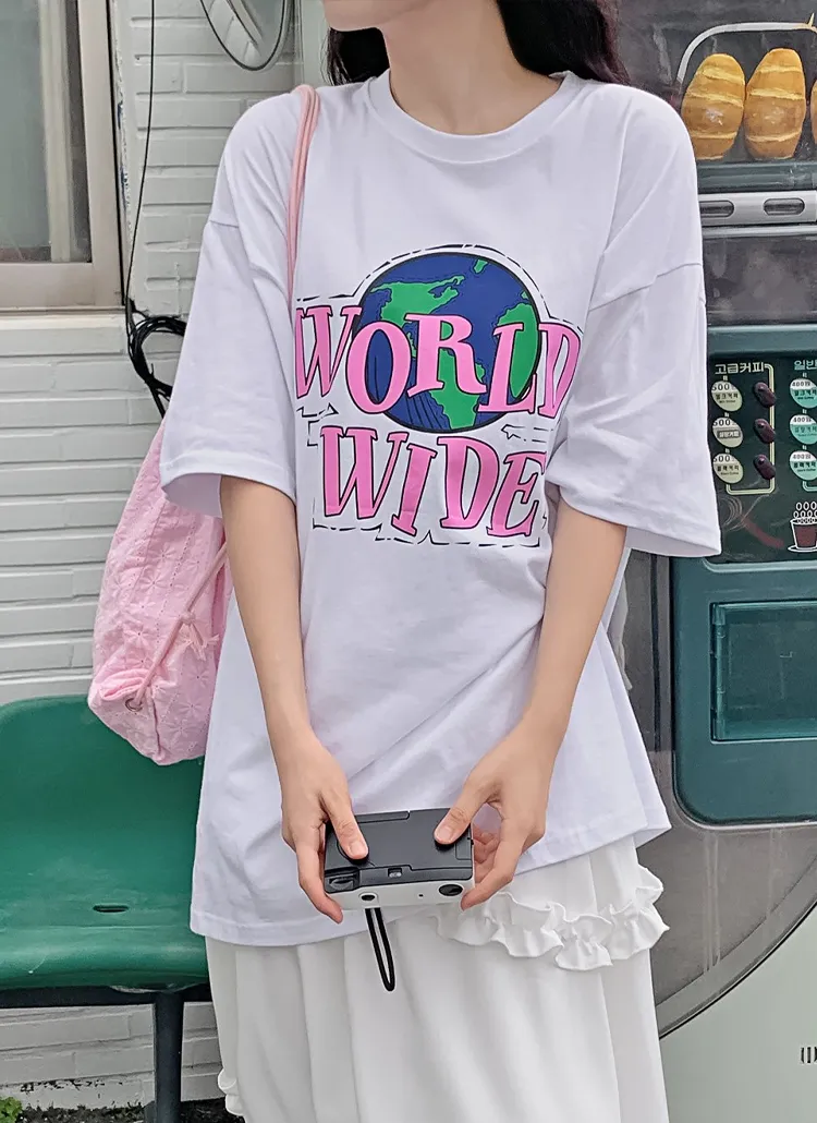 WORLD WIDEプリント半袖Tシャツ★상페 상단 오류 있음 | hotping | 詳細画像1