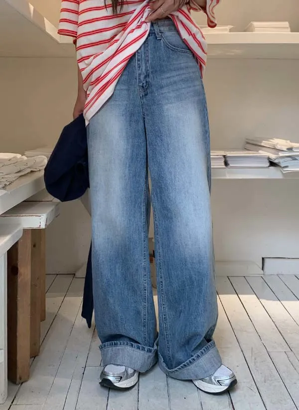 ワイドウォッシュデニムパンツ | crushj | 詳細画像1