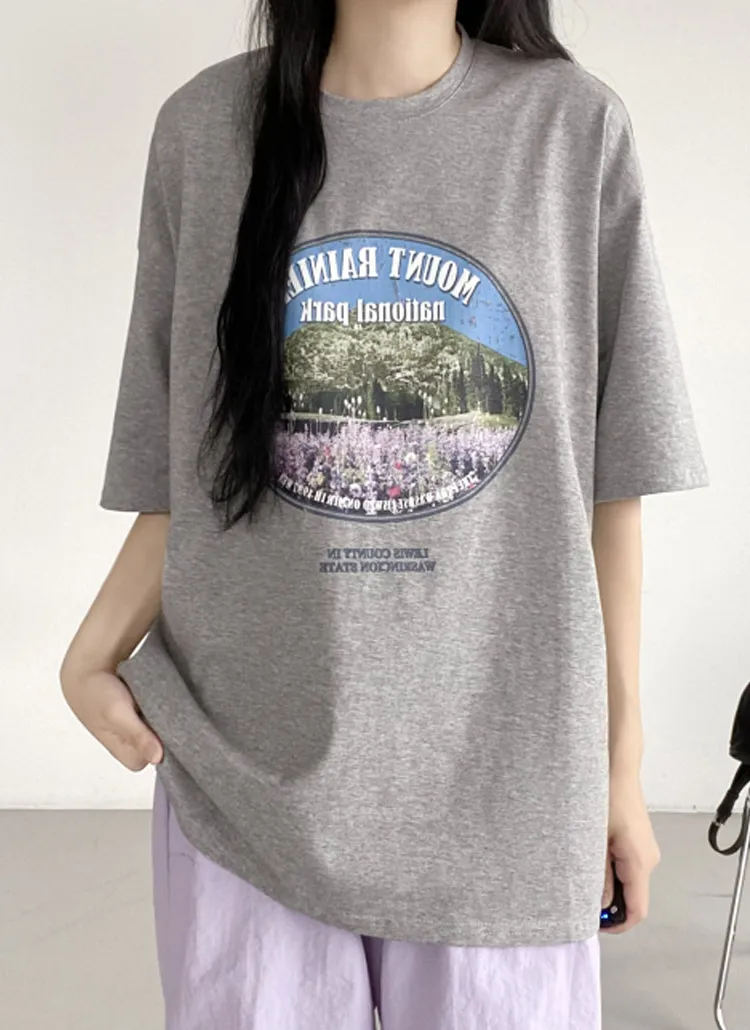 parkクラックプリントボクシーTシャツ | greyraise | 詳細画像1
