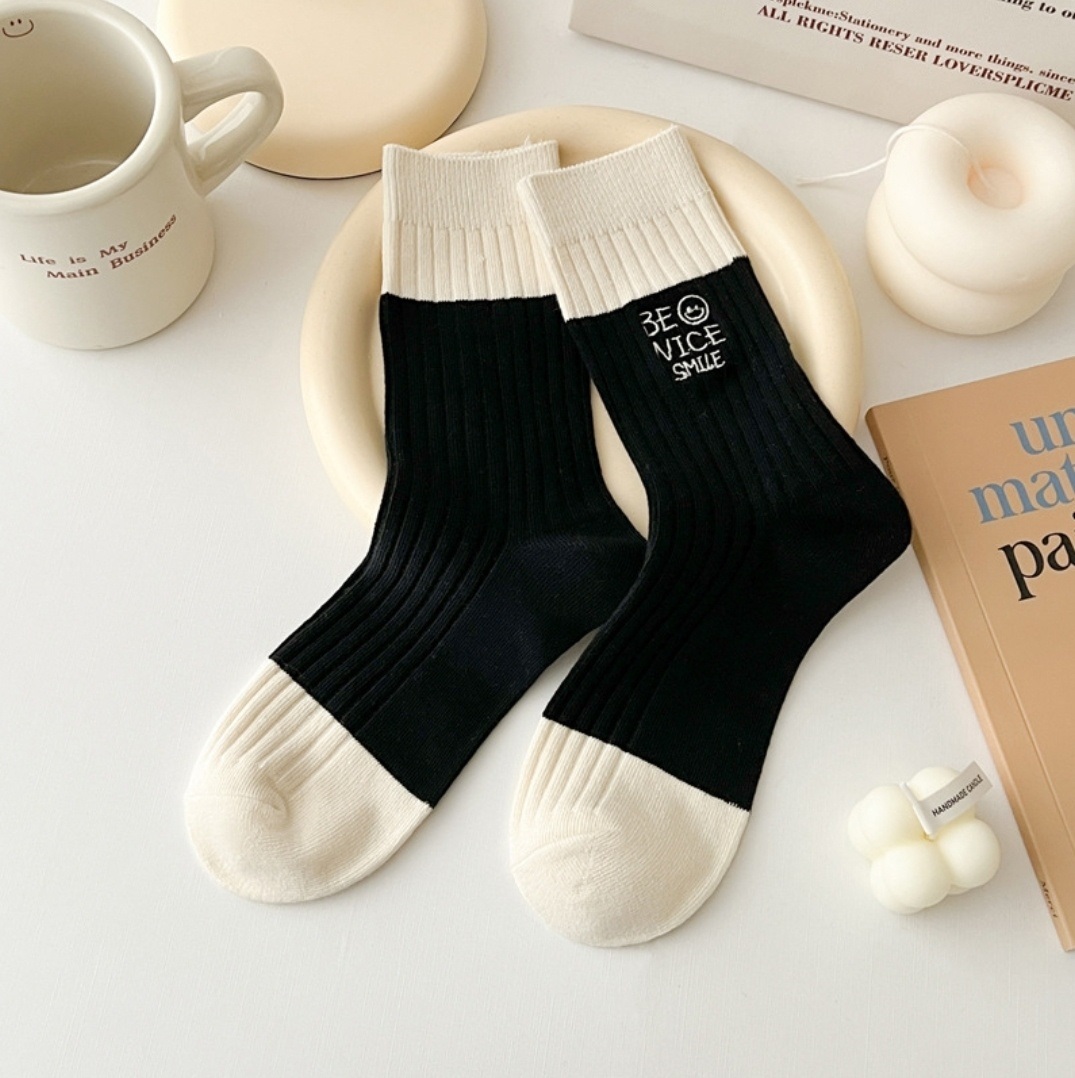 スマイル刺繍配色リブソックス | 詳細画像6