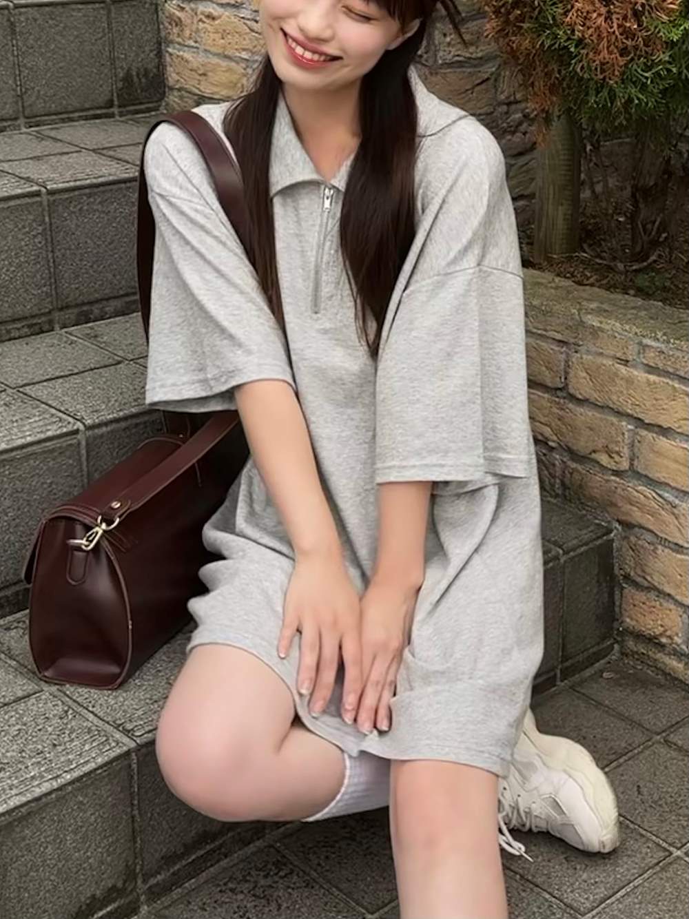 ハーフジップカラー半袖ミニワンピース | 詳細画像11