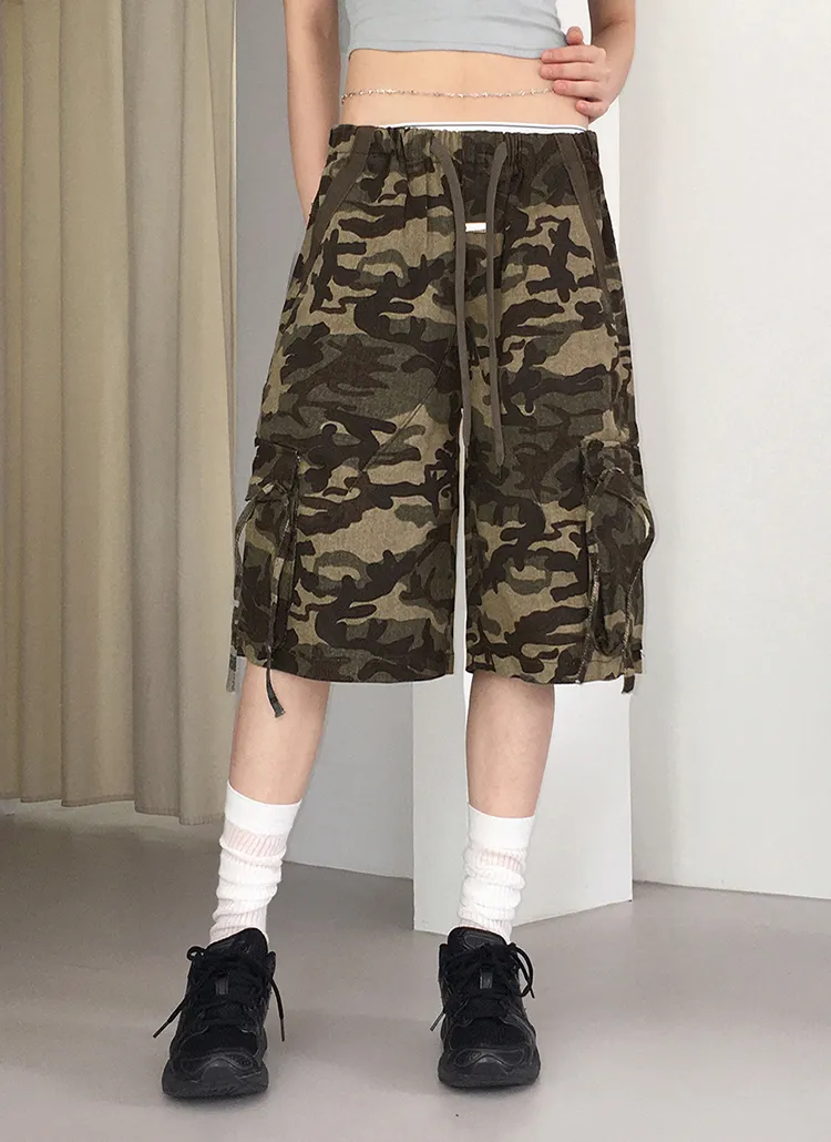 カモフラージュストラップカーゴハーフパンツ | WONDERWONDER | 詳細画像1