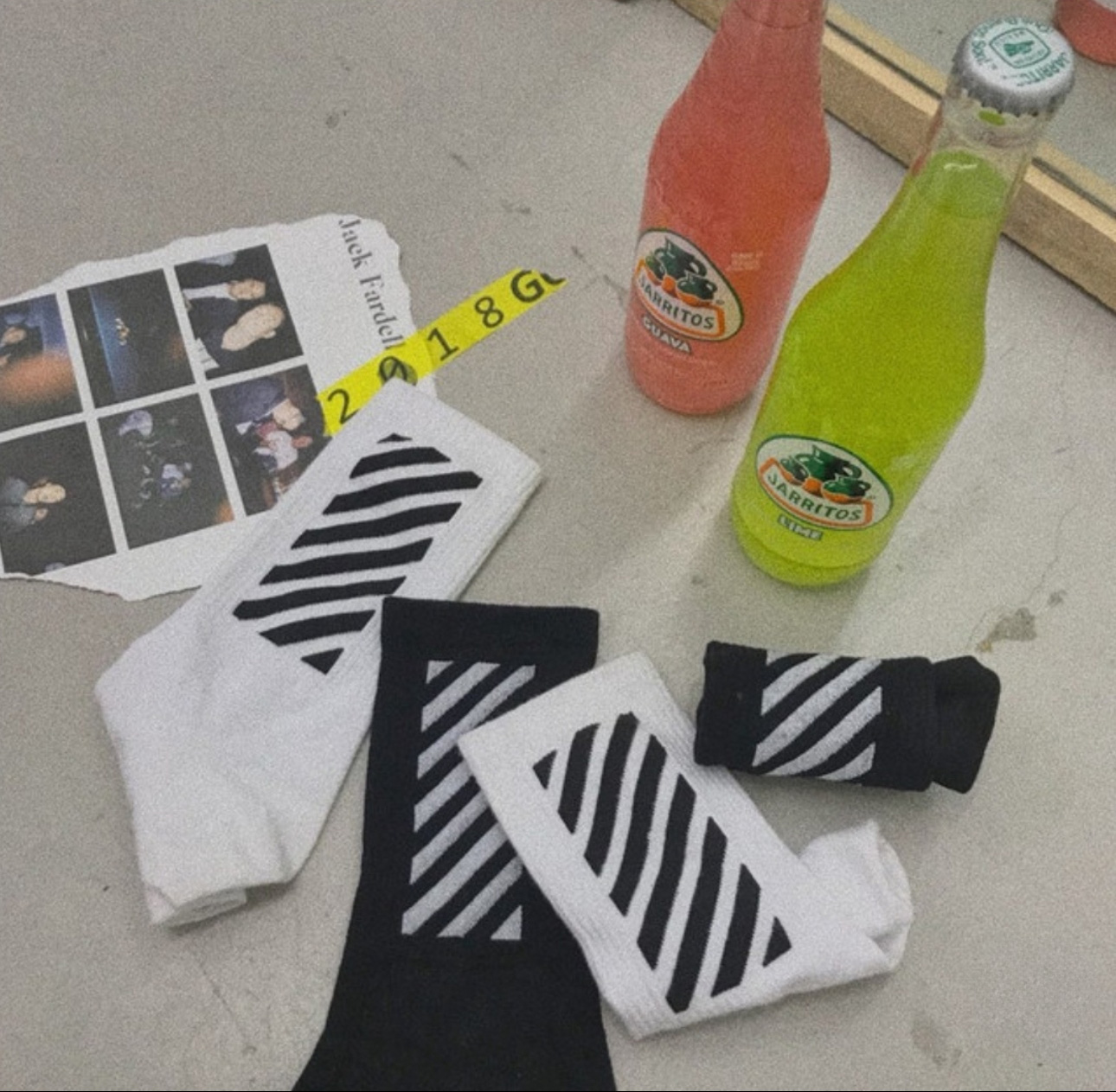 モノトーンスクエアストライプリブソックス | 詳細画像2