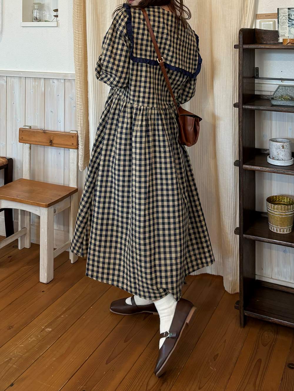 epine ギンガムチェックワンピース epine ギンガムチェックワンピース square neck gingham