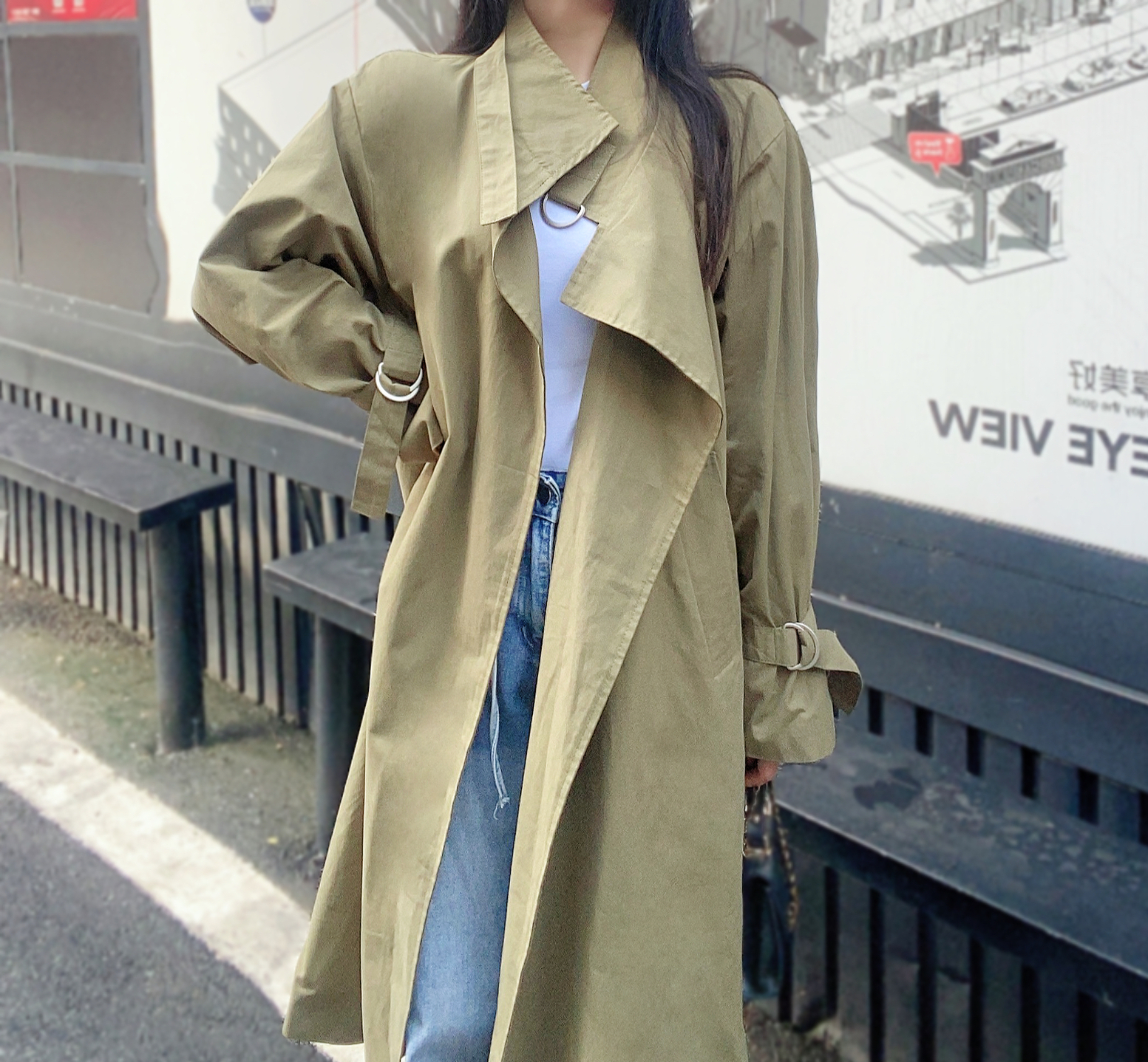 ストラップ付2WAYベルトネックロングトレンチコート | 詳細画像17