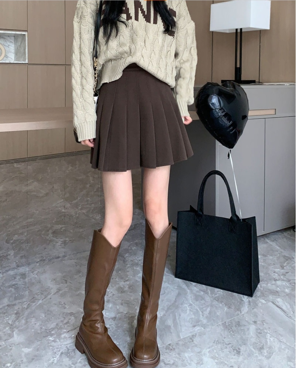 パンツ裏地ウール混プリーツミニスカート | 詳細画像3