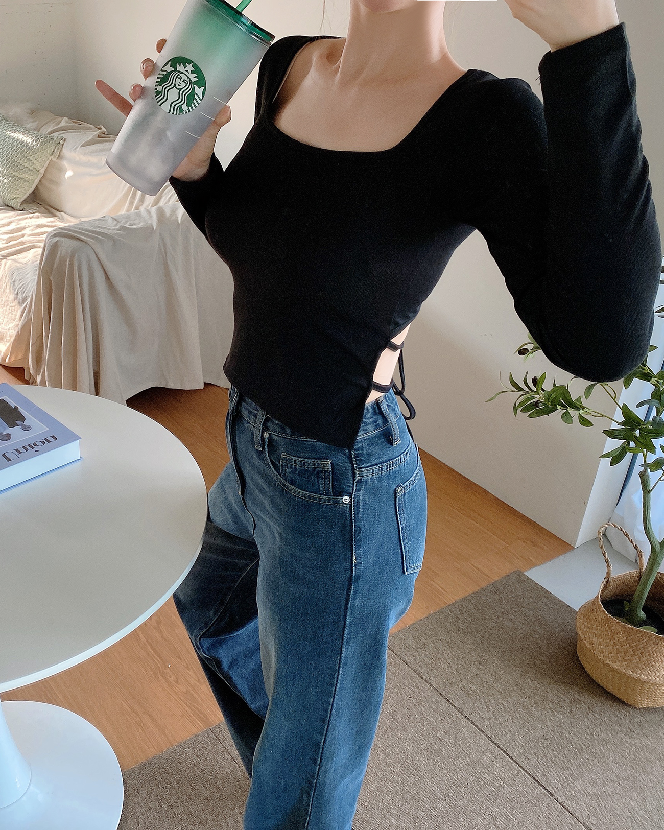 バックダブルリボンスクエアネックTシャツ | 詳細画像10