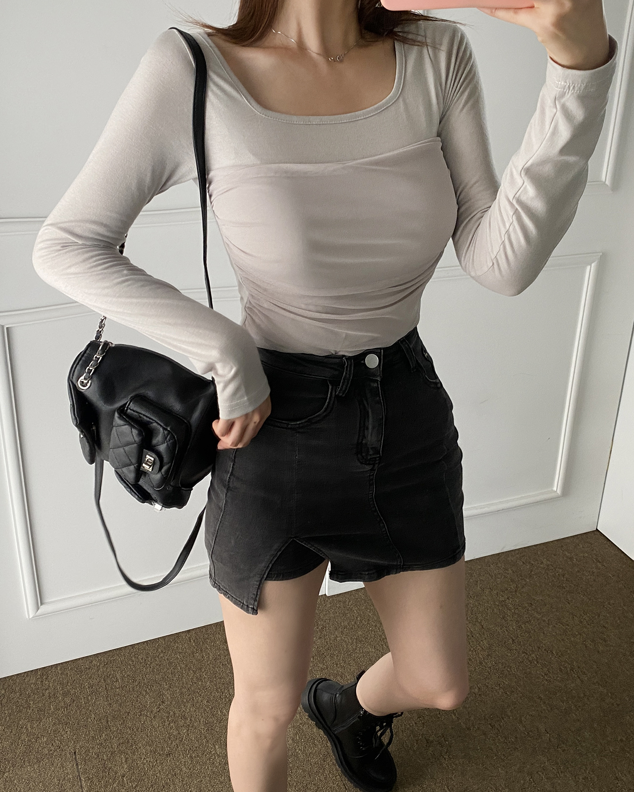 ビスチェレイヤード風スクエアネックTシャツ | 詳細画像3