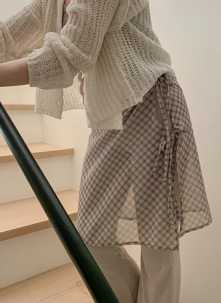 チェックシアーダブルリボンスカート | cherrykoko | 詳細画像1