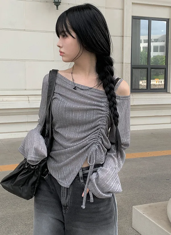 サイドストリングワンショルTシャツ | anyonemore | 詳細画像1