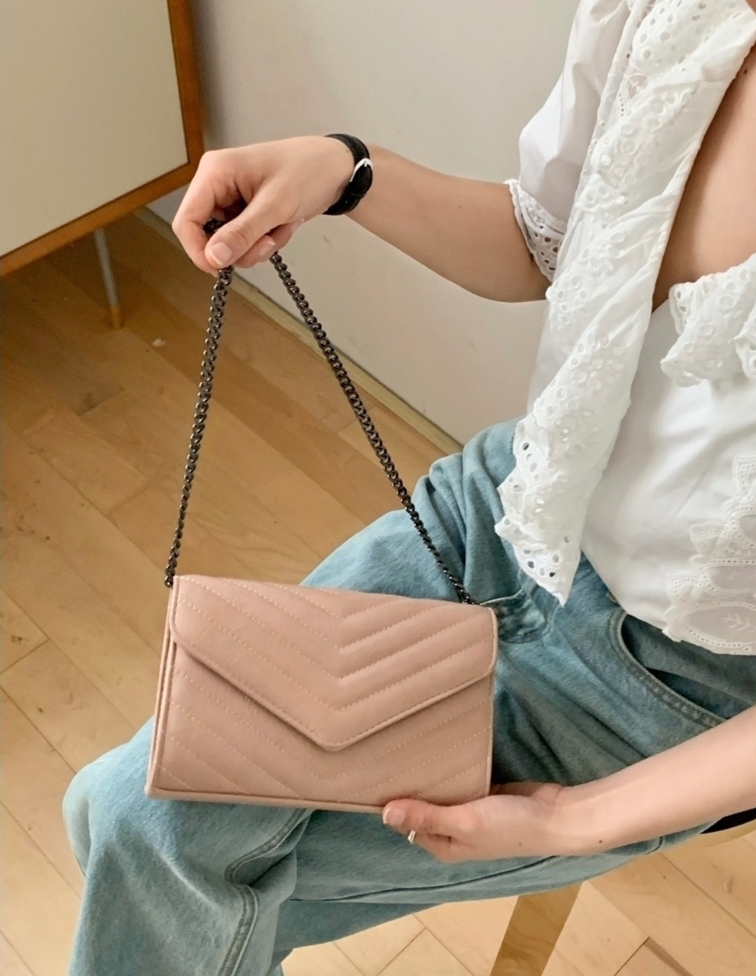 フラップステッチチェーンショルダーバッグ | 詳細画像9