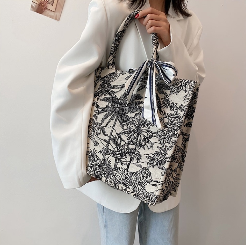 スカーフ付ボタニカルトートバッグ | 詳細画像4