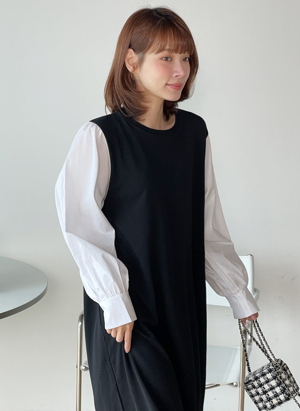 配色スリーブドッキングワンピース | 詳細画像3