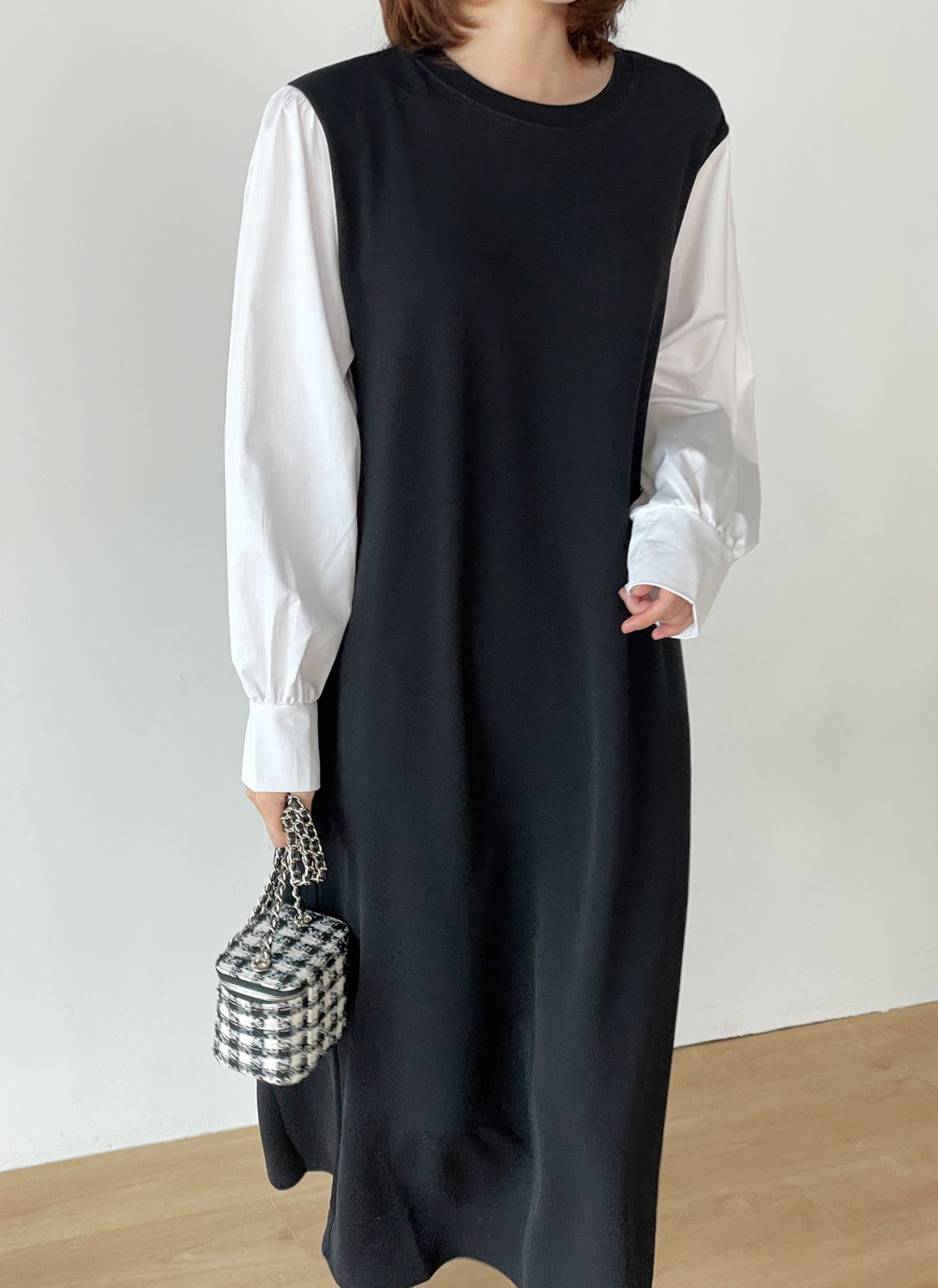配色スリーブドッキングワンピース | 詳細画像4
