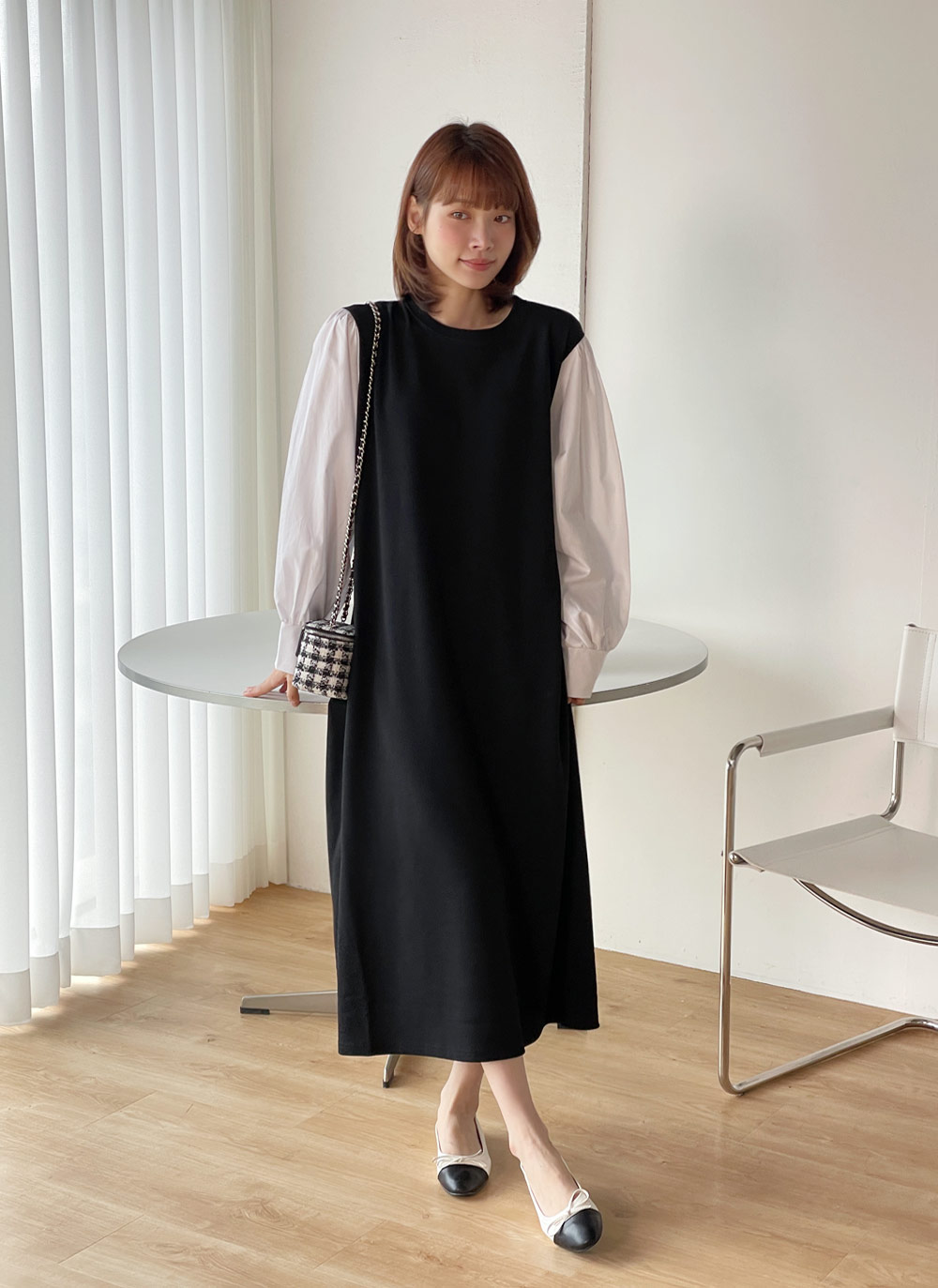 配色スリーブドッキングワンピース | 詳細画像8