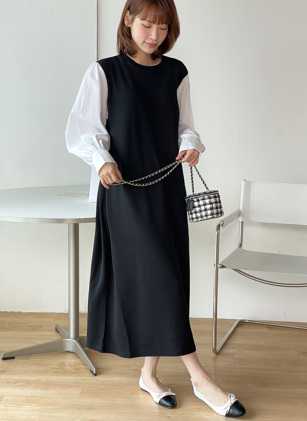 配色スリーブドッキングワンピース | 詳細画像9