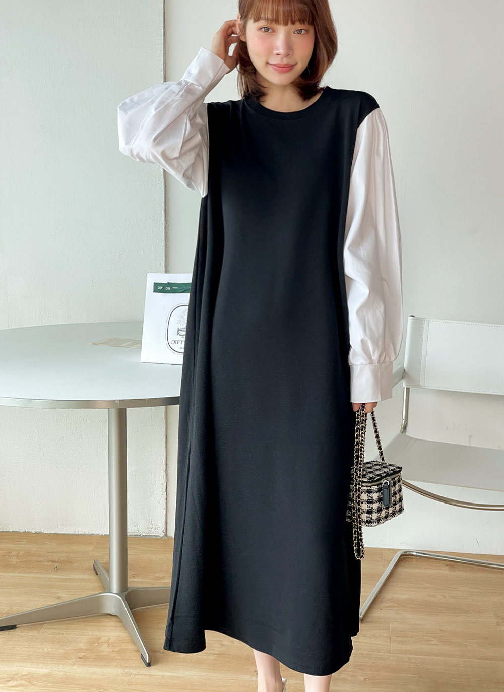 配色スリーブドッキングワンピース | 詳細画像10