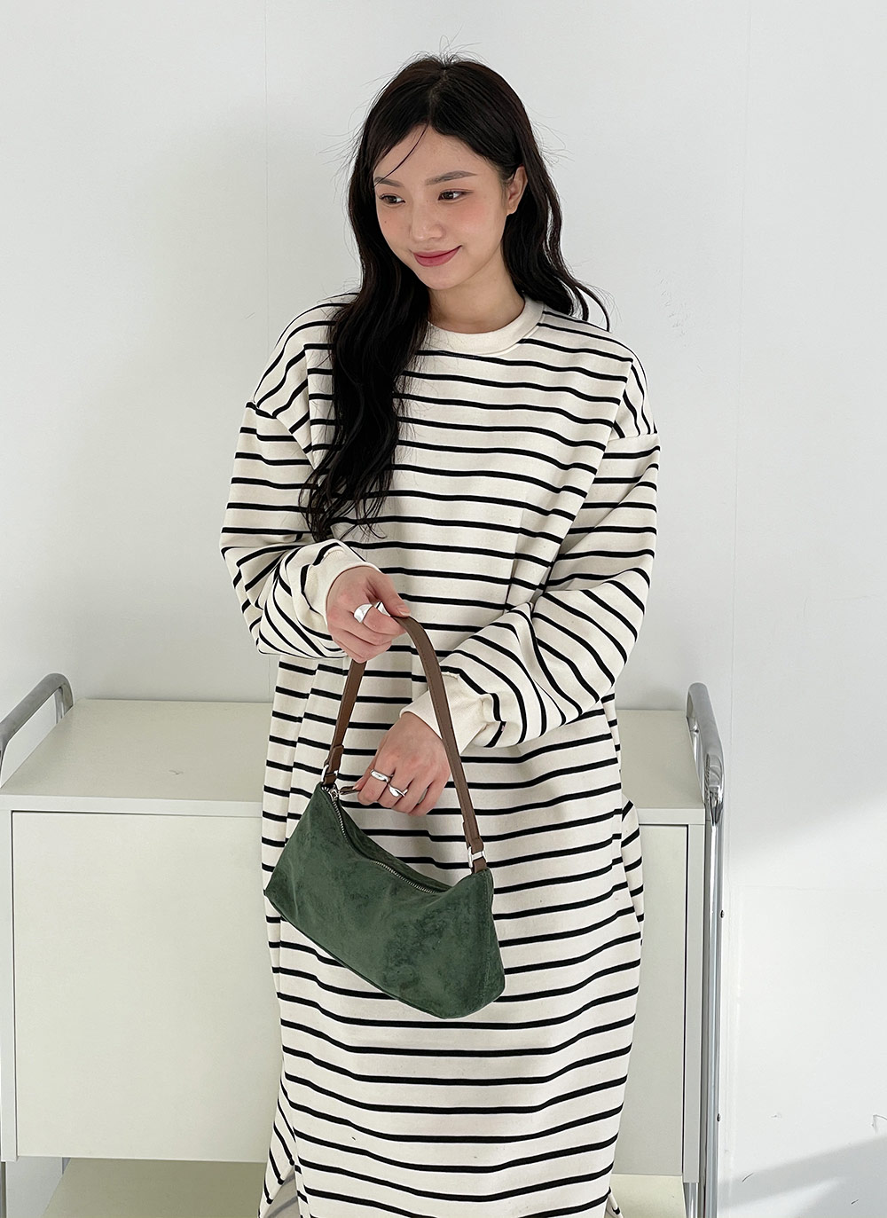 裏起毛ボーダースウェットワンピース | 詳細画像4