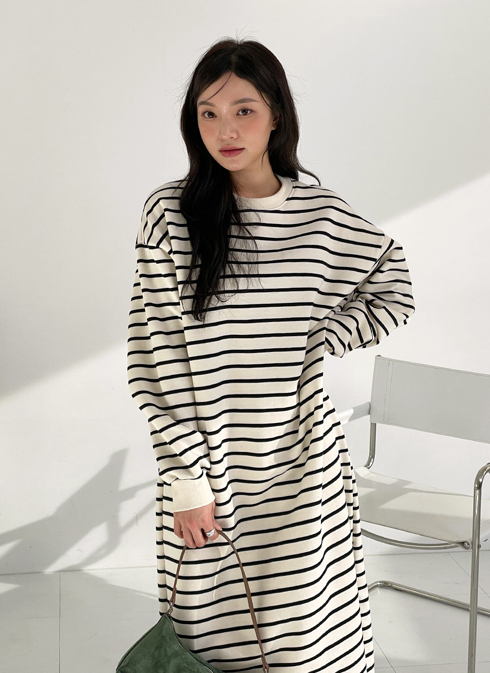 裏起毛ボーダースウェットワンピース | 詳細画像6