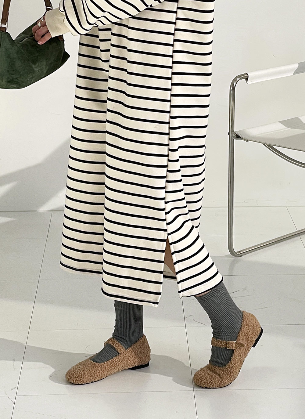 裏起毛ボーダースウェットワンピース | 詳細画像11