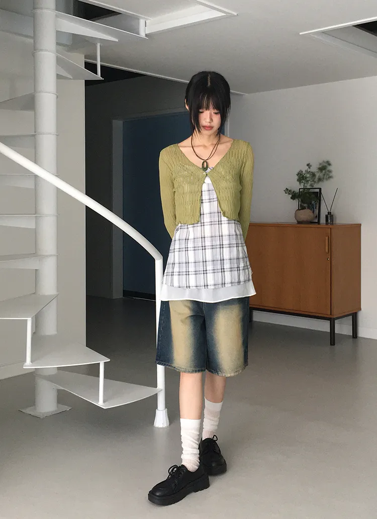 シフォンヘムチェックワンピース | WONDERWONDER | 詳細画像1