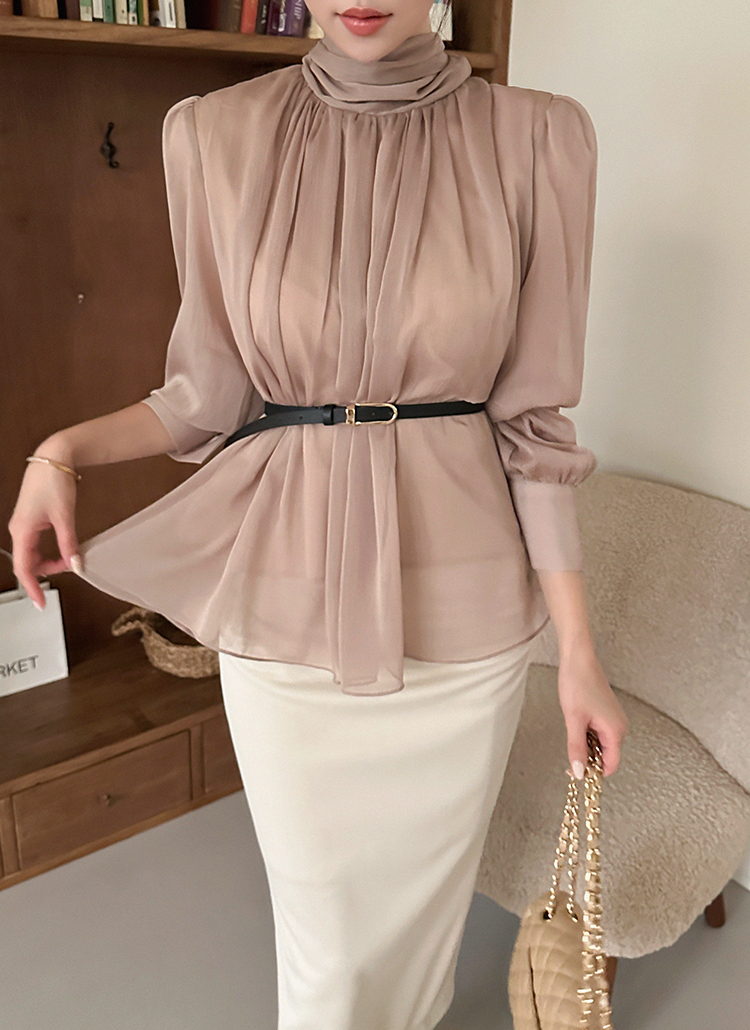 ボウタイハイネックシフォンブラウス | レディースファッション