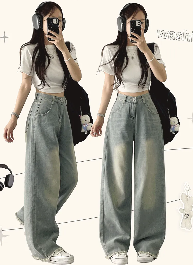 フリンジヘムワイドデニムパンツ | withhuilin | 詳細画像1