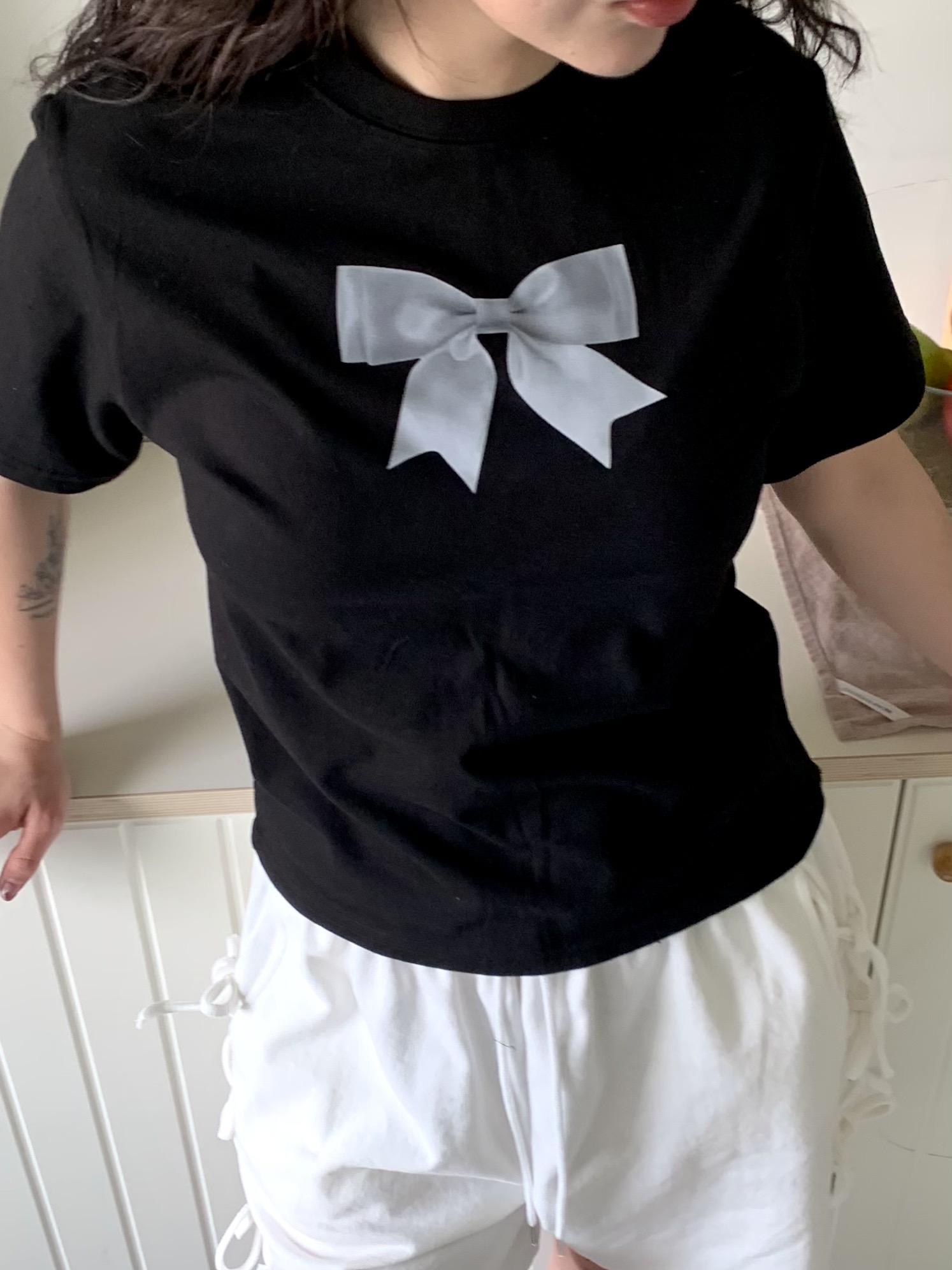 リボンプリントコットン半袖Tシャツ | 詳細画像2