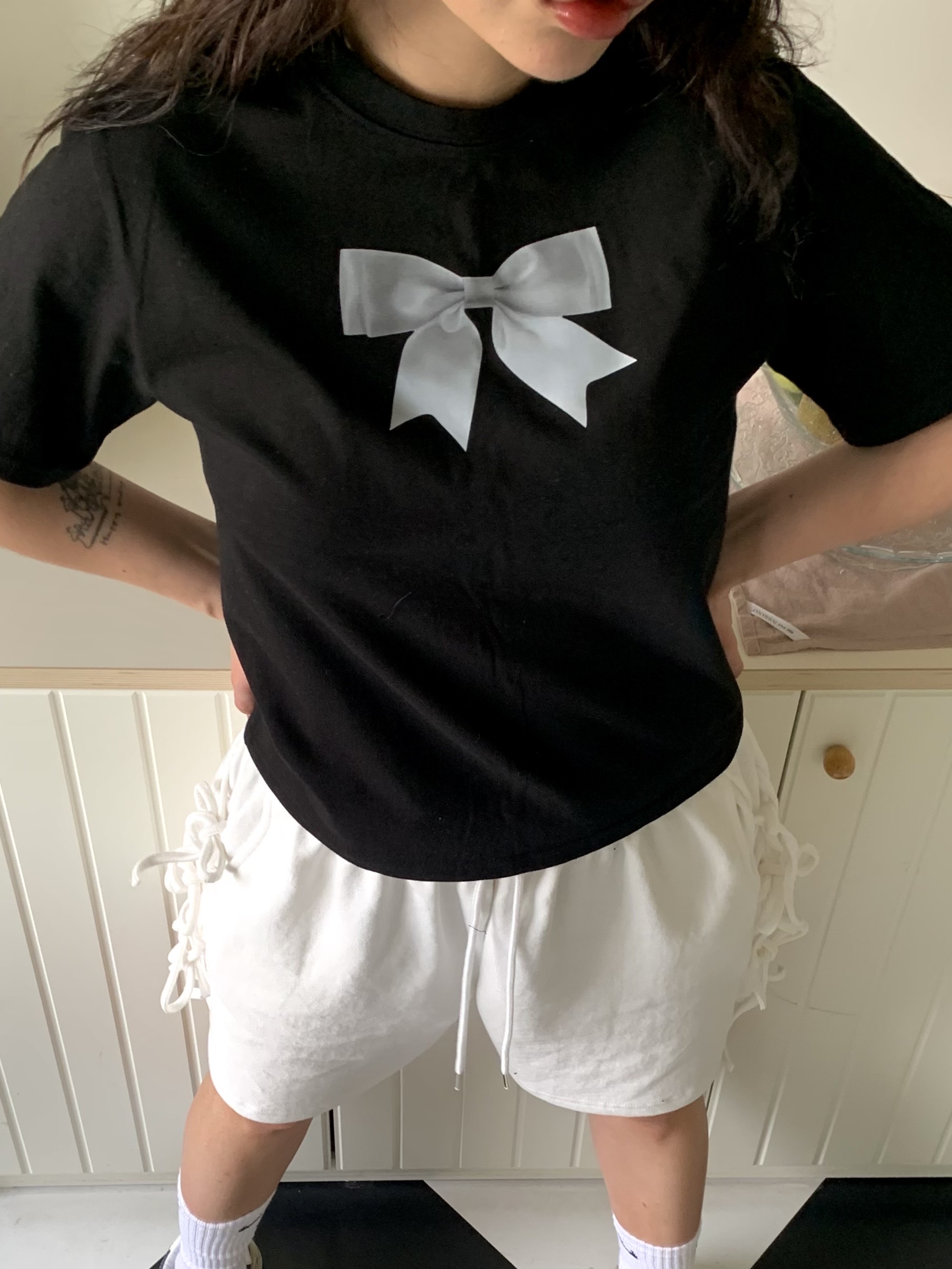 リボンプリントコットン半袖Tシャツ | 詳細画像3
