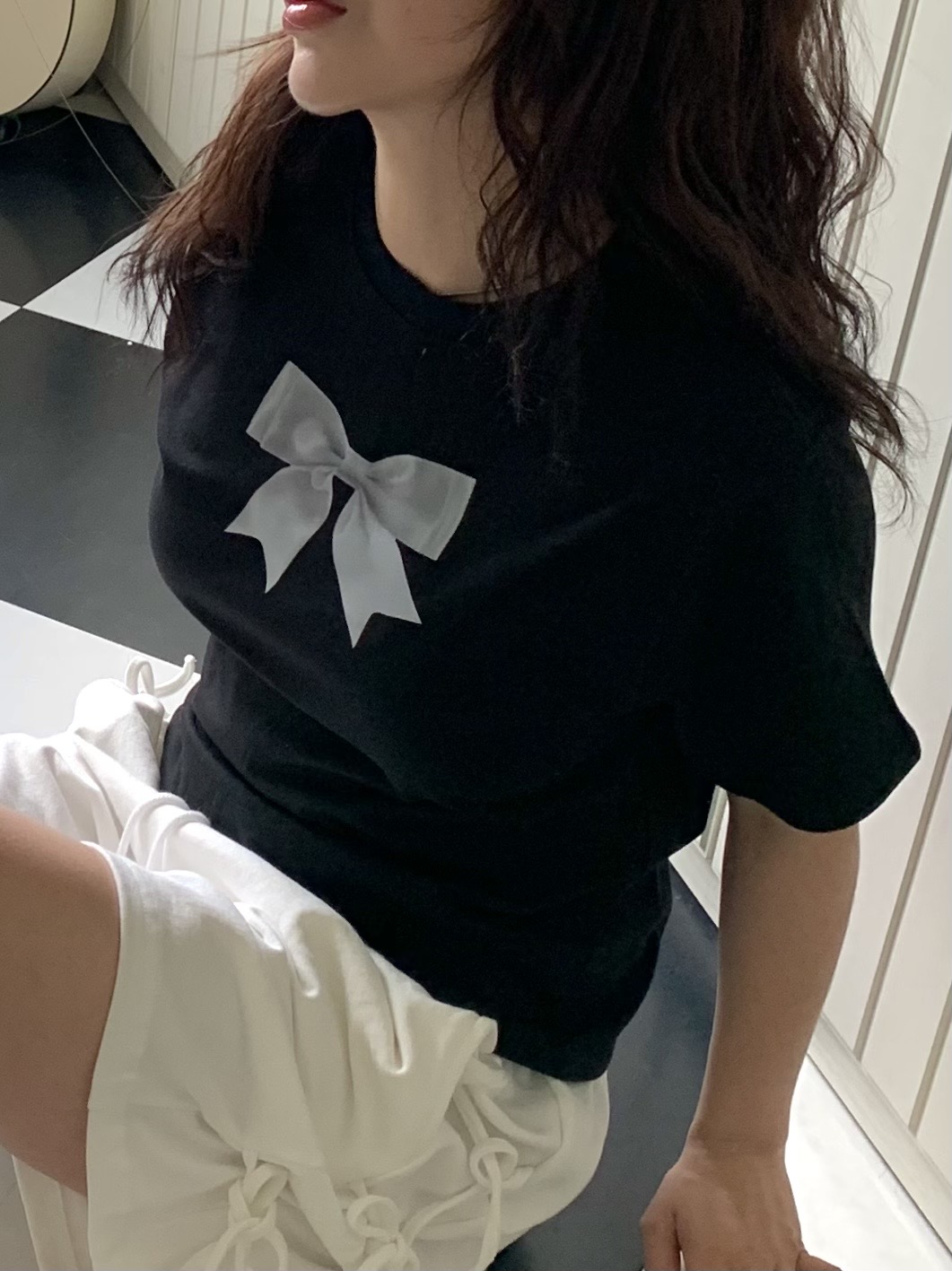 リボンプリントコットン半袖Tシャツ | 詳細画像4