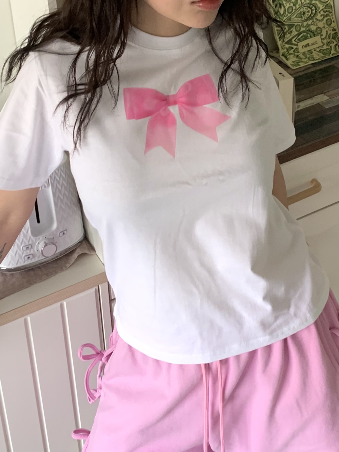 リボンプリントコットン半袖Tシャツ | 詳細画像5