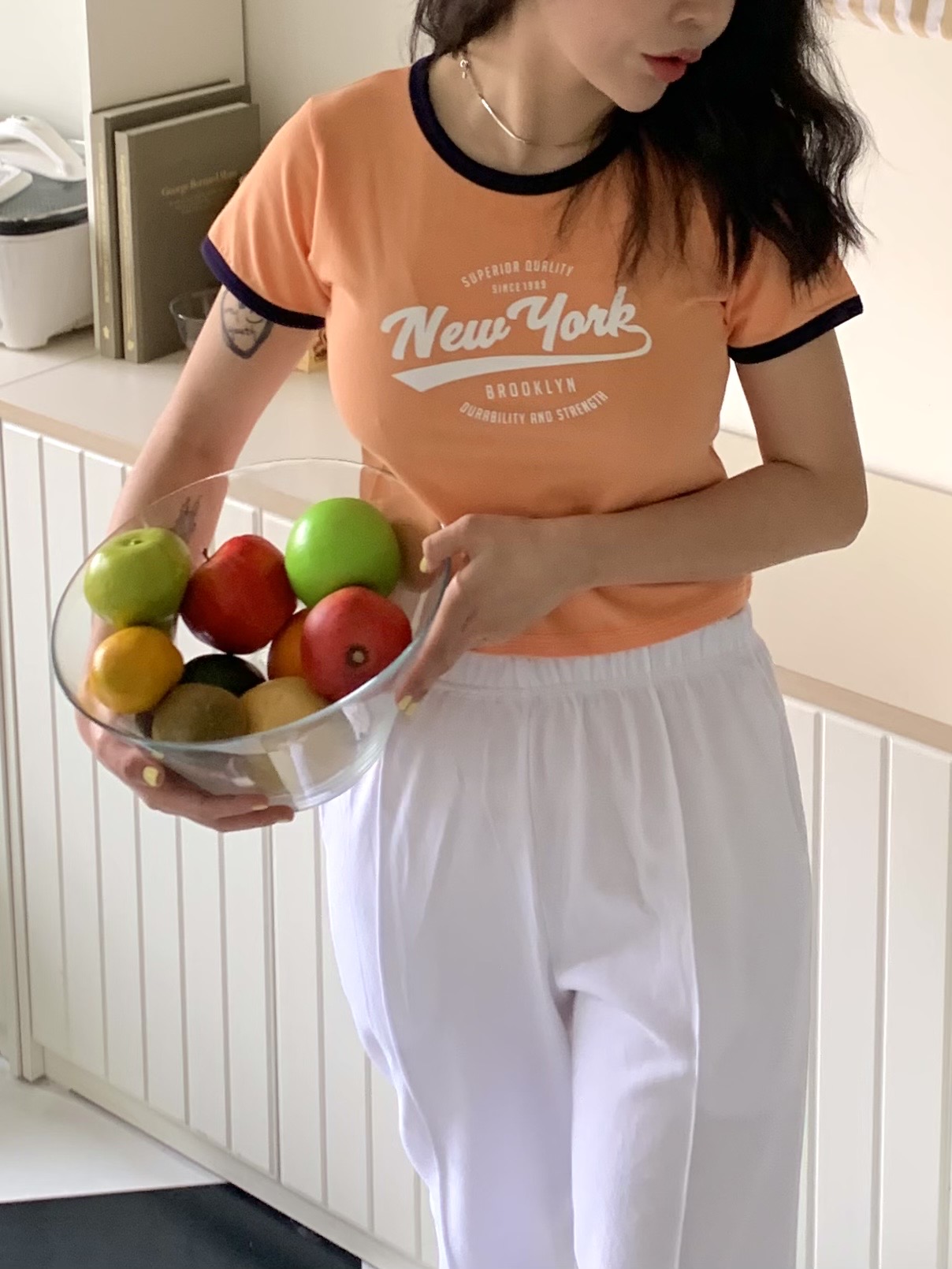 New YorkクロップドリンガーTシャツ | 詳細画像2