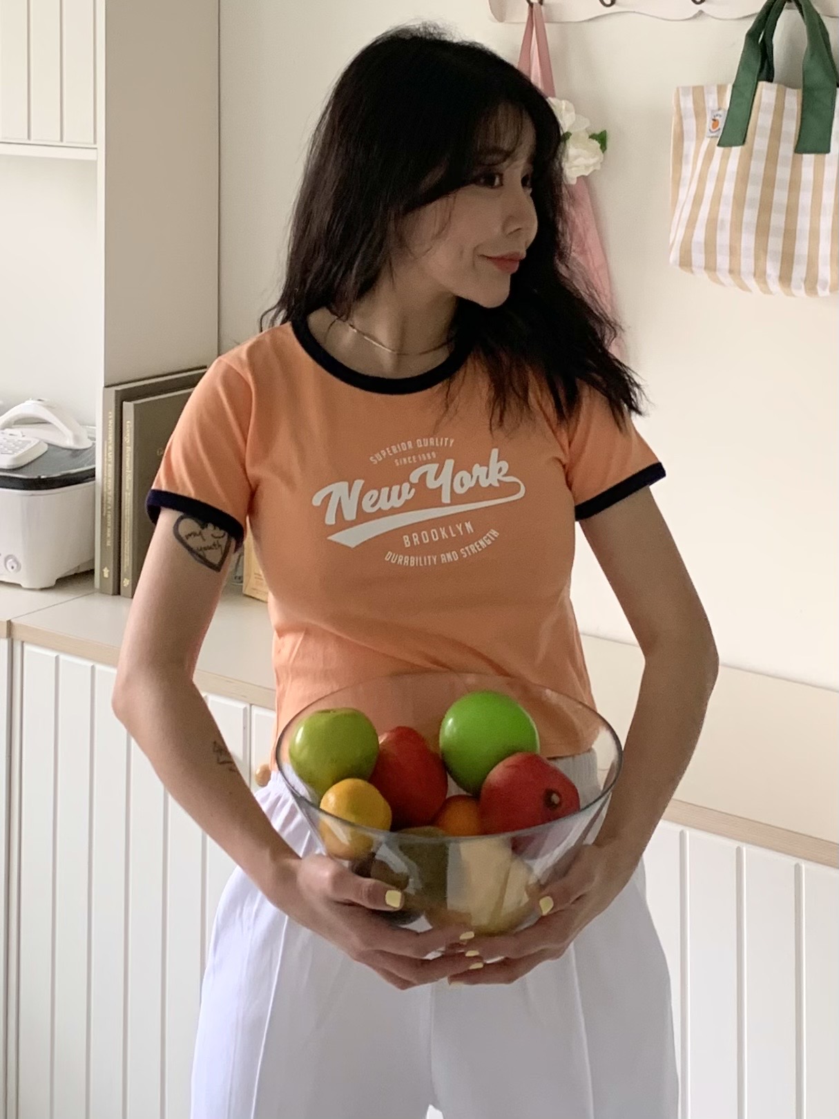 New YorkクロップドリンガーTシャツ | 詳細画像3
