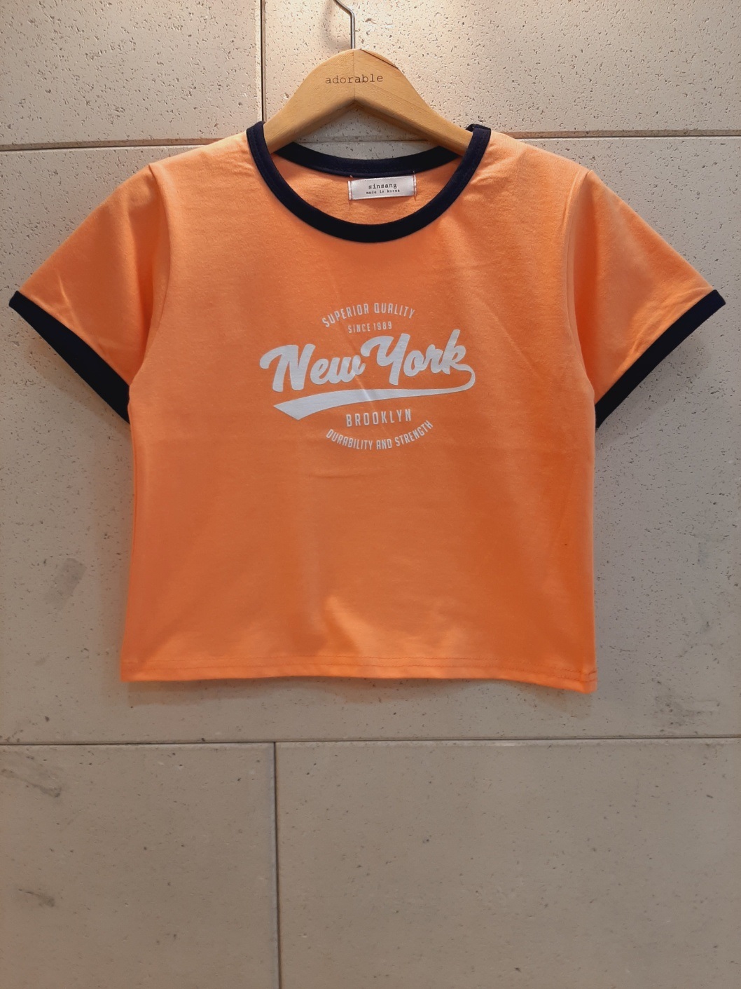 New YorkクロップドリンガーTシャツ | 詳細画像5