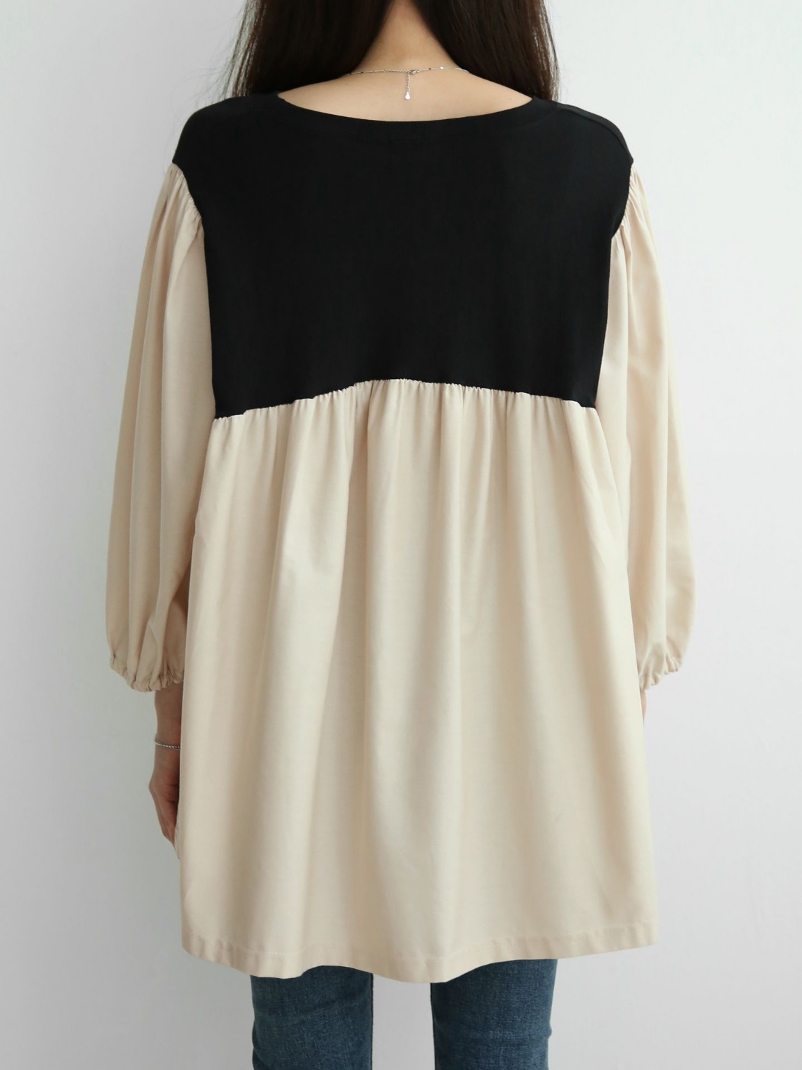 配色ドッキングフレアパフブラウス | 詳細画像13