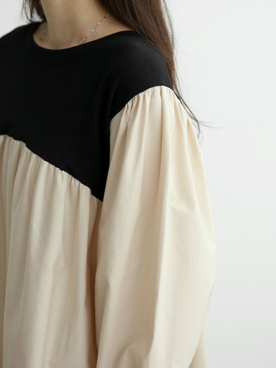 配色ドッキングフレアパフブラウス | 詳細画像16