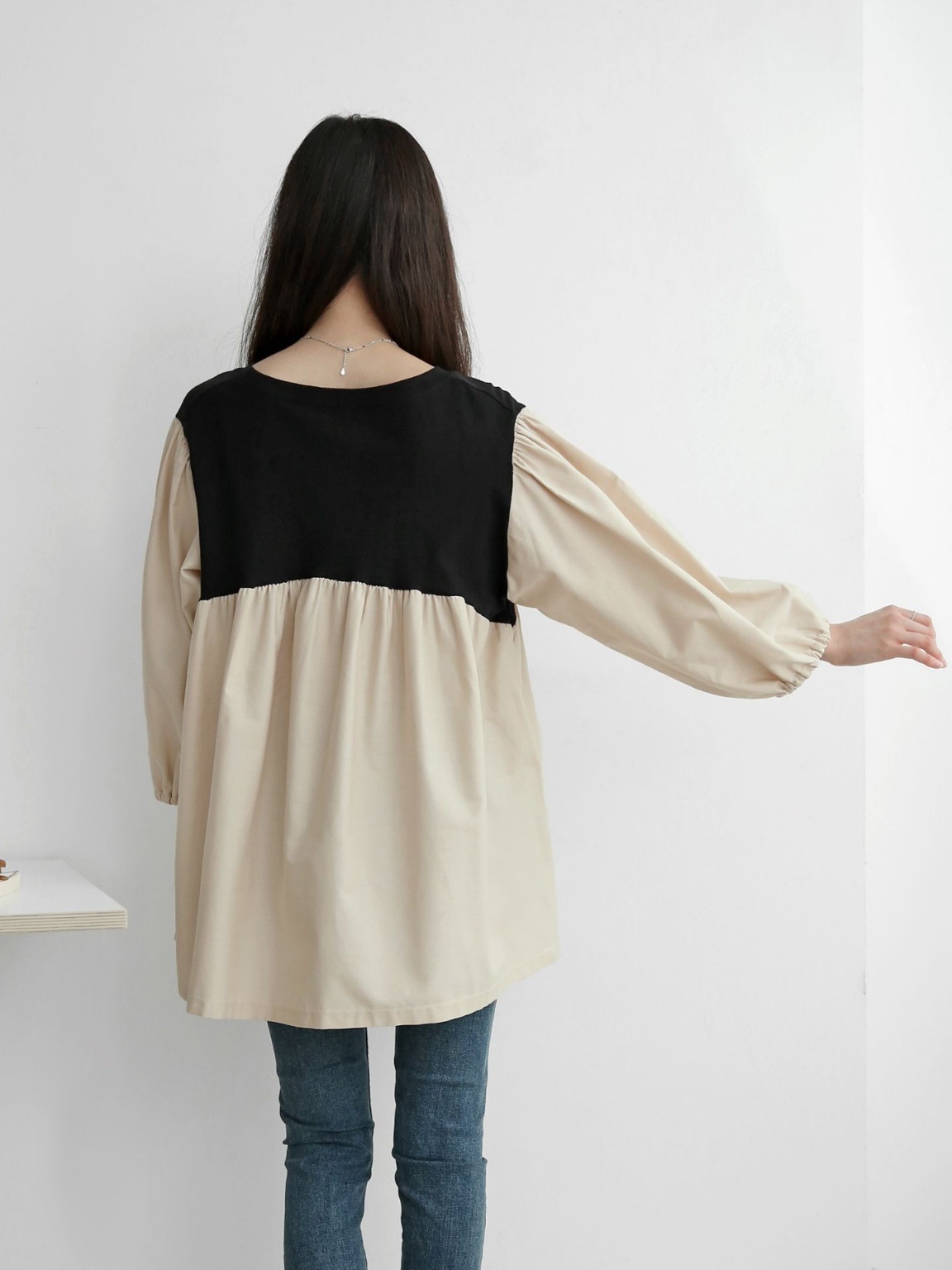 配色ドッキングフレアパフブラウス | 詳細画像21