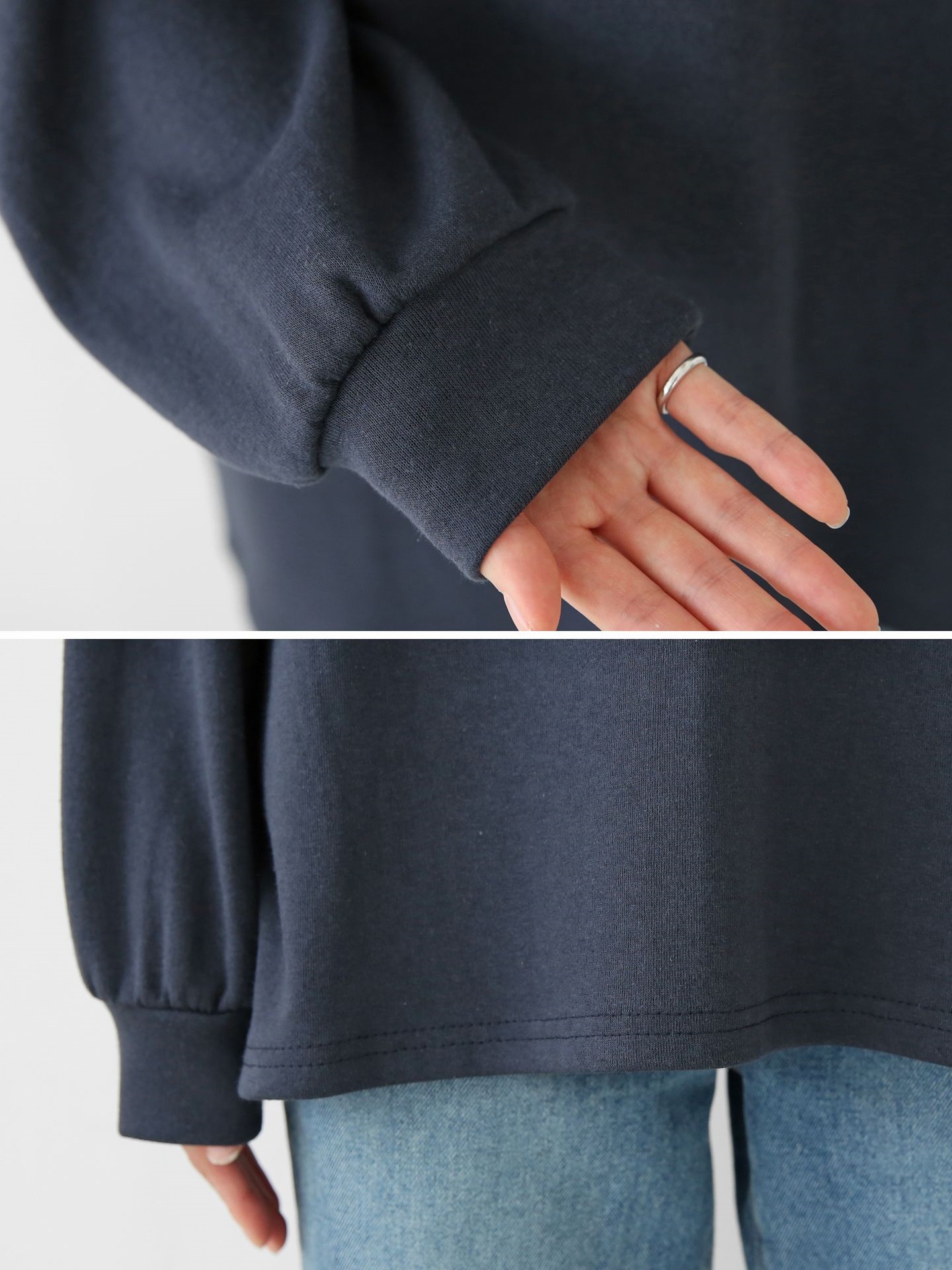 ラウンドネックオーバーサイズ長袖ハーフレタリングTシャツ | 詳細画像15