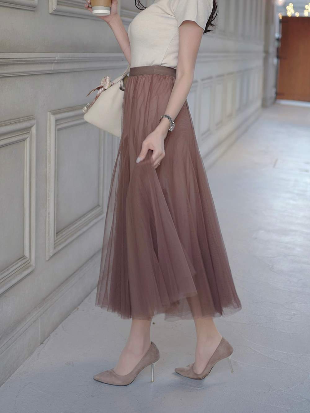 極美品✨ファビアナフィリッピ シルク混 チュールロングスカート ピンクベージュ FABIANA FILIPPI】 【チュールスカート】｜aoi公式オンライン