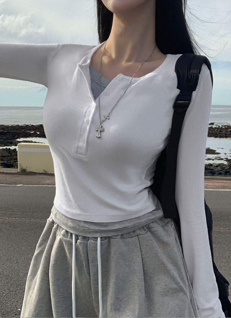 beidelli made]重ね着風ヘンリーネック長袖Tシャツ | レディース