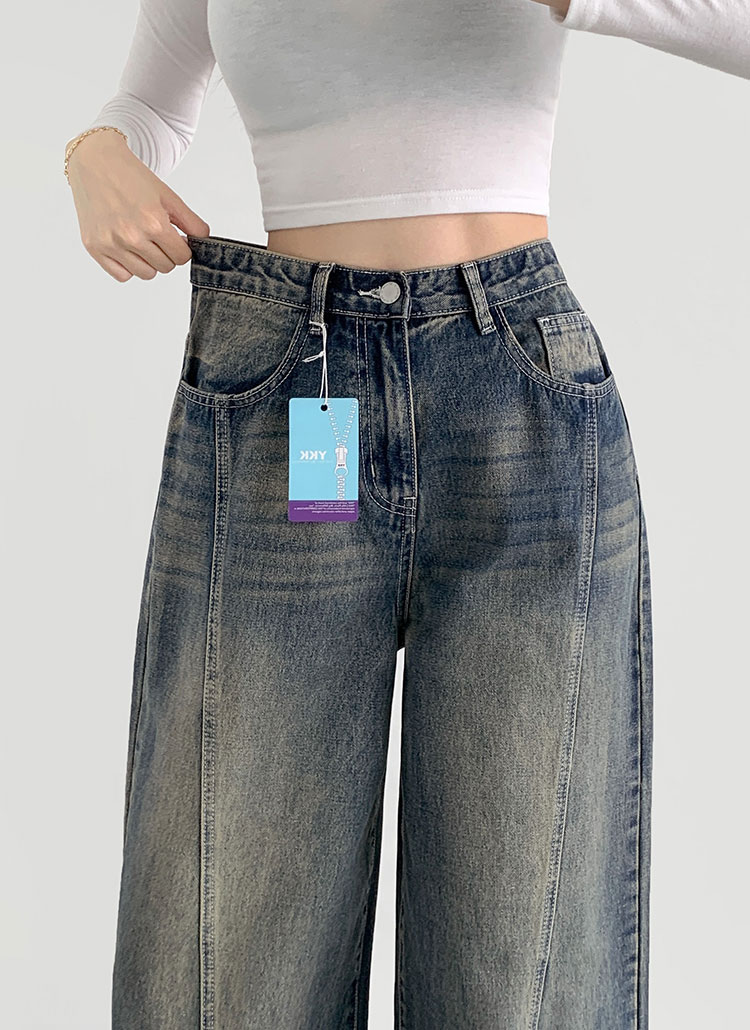 3TYPEセンターラインボタンヘムワイドデニムパンツ | レディース